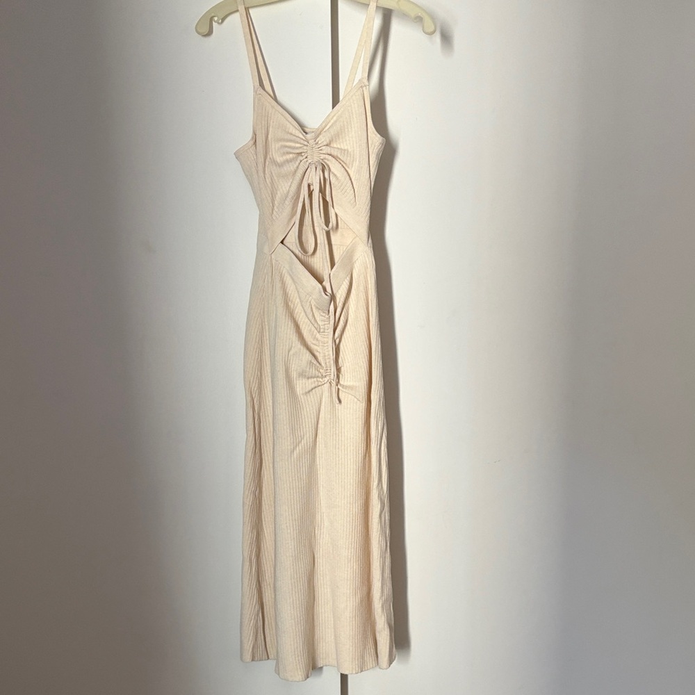 Lucy Paris Cream Tie-Front Midi Dress XS
